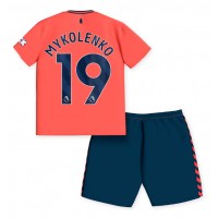 Camiseta Everton Vitaliy Mykolenko #19 Segunda Equipación Replica 2023-24 para niños mangas cortas (+ Pantalones cortos)